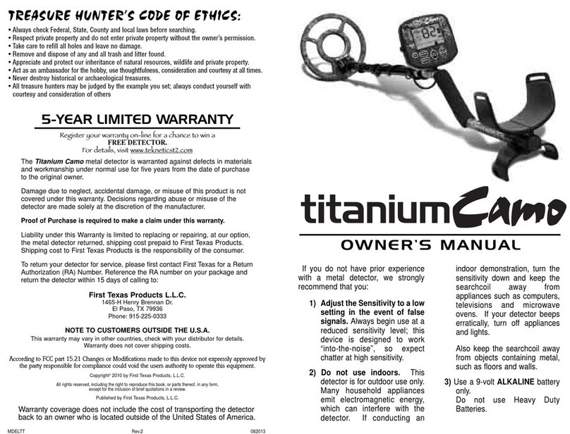 Bounty Hunter titanium Camo owner's manual