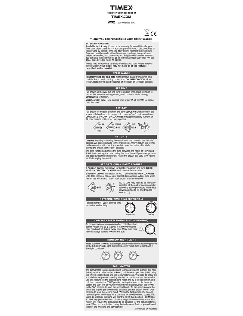 Timex W92 User manual Timex W92 User manual