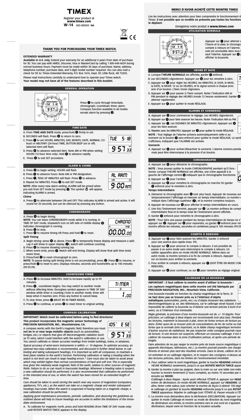 Timex W-14 User manual