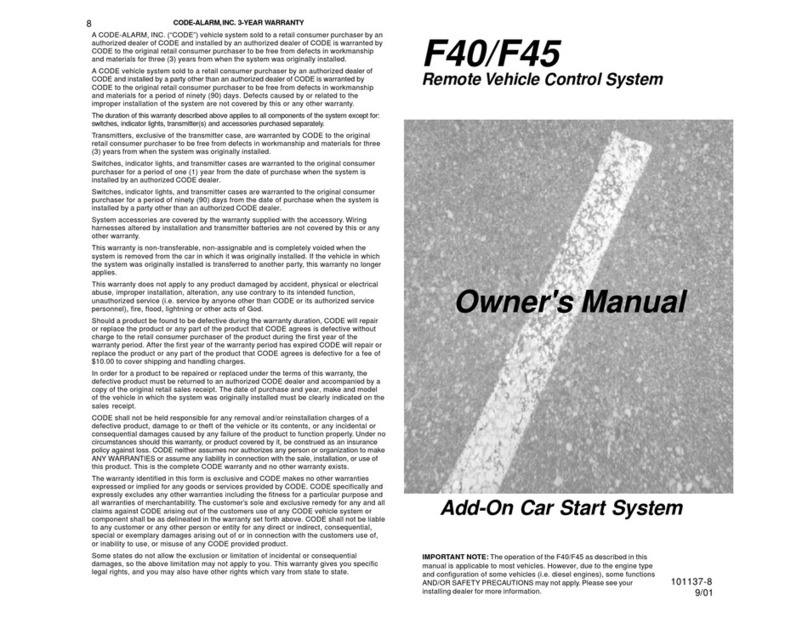 Code Alarm F40 User manual