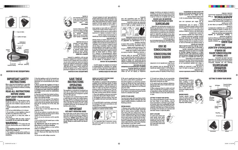 Conair Infiniti 213 User manual