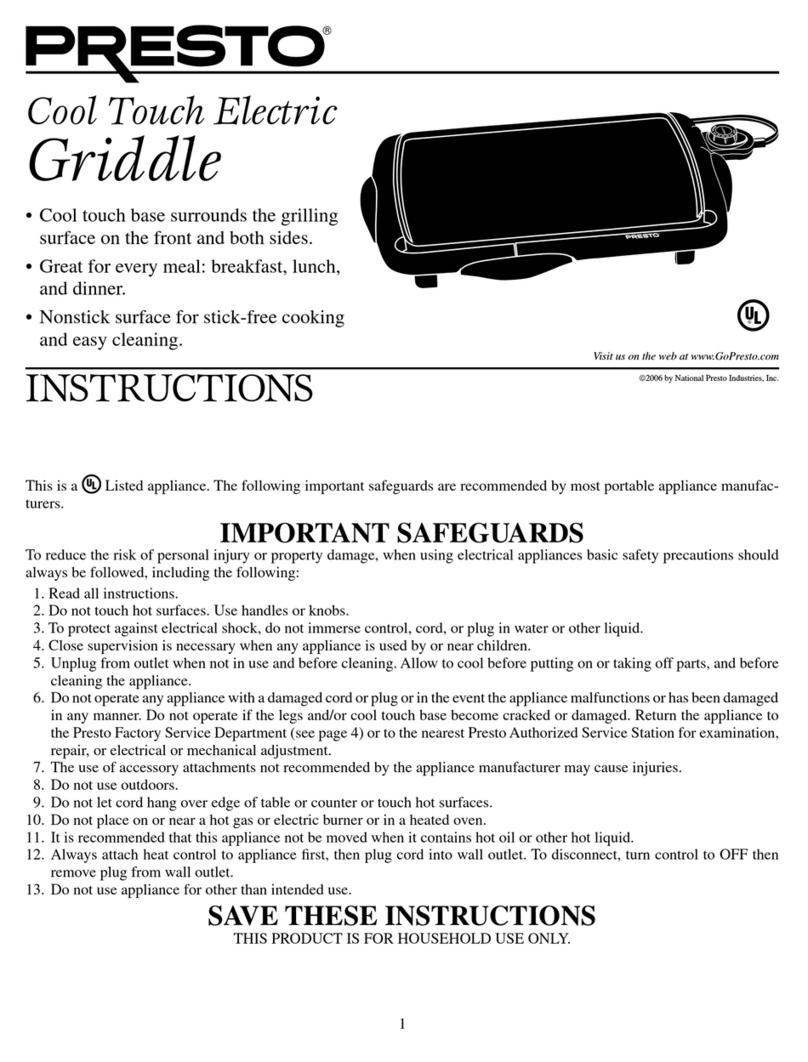 Presto Cool Touch Electric Griddle User manual