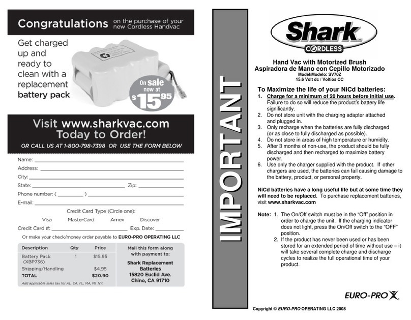 Shark CORDLESS Shark SV70Z User manual