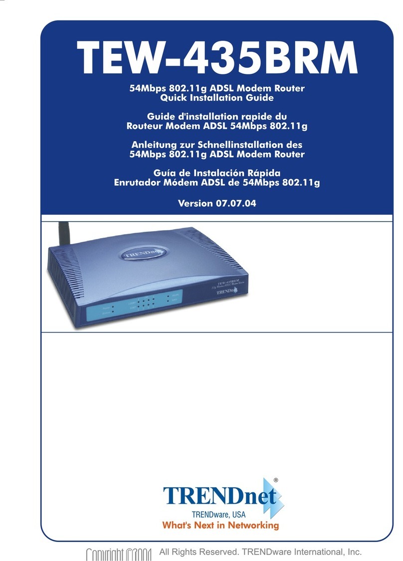 TRENDnet TEW-435BRM - 54MBPS 802.11G Adsl Firewall M Quick installation guide