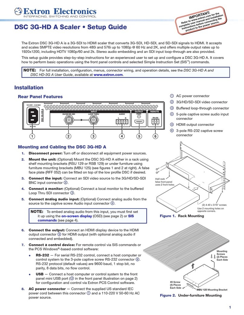 Extron electronics DSC 3G-HD A Setup guide Extron electronics DSC 3G-HD A Setup guide