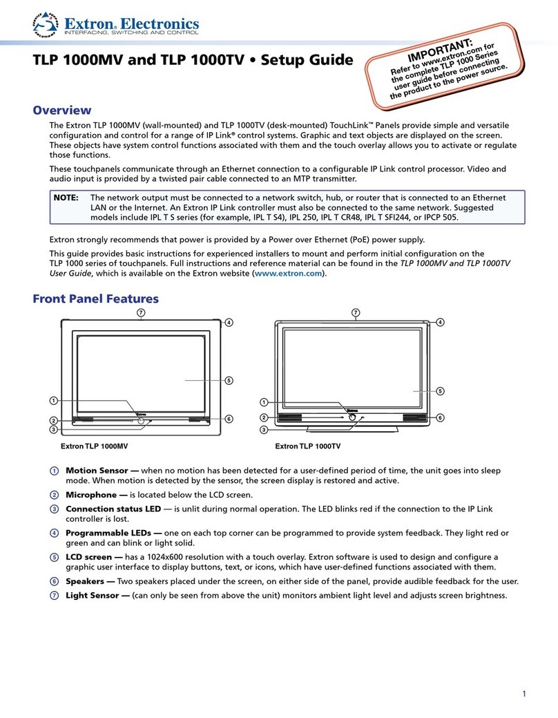 Extron electronics TLP 1000MV User manual