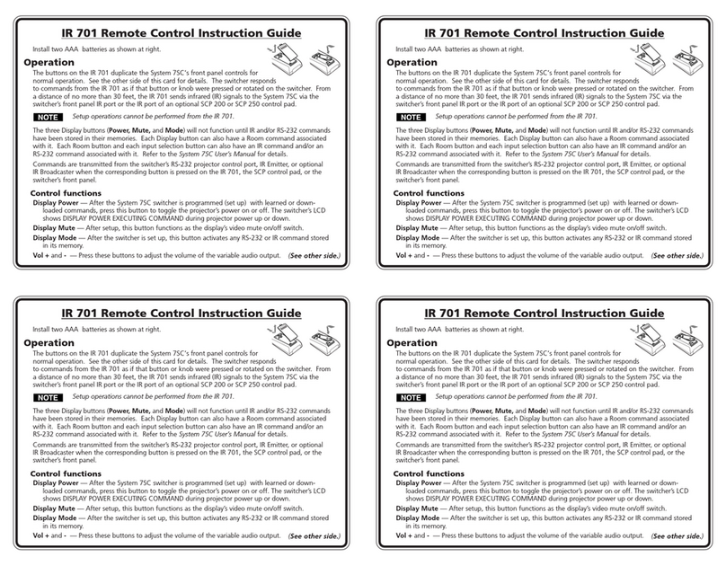 Extron electronics IR 701 Manual