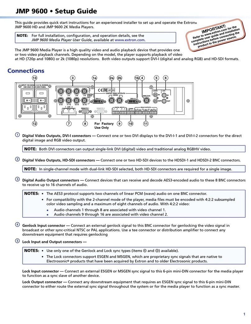 Extron electronics JMP 9600 HD Setup guide