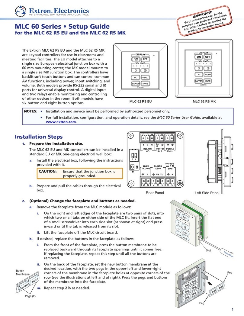 Extron electronics MLC 62 RS EU Setup guide