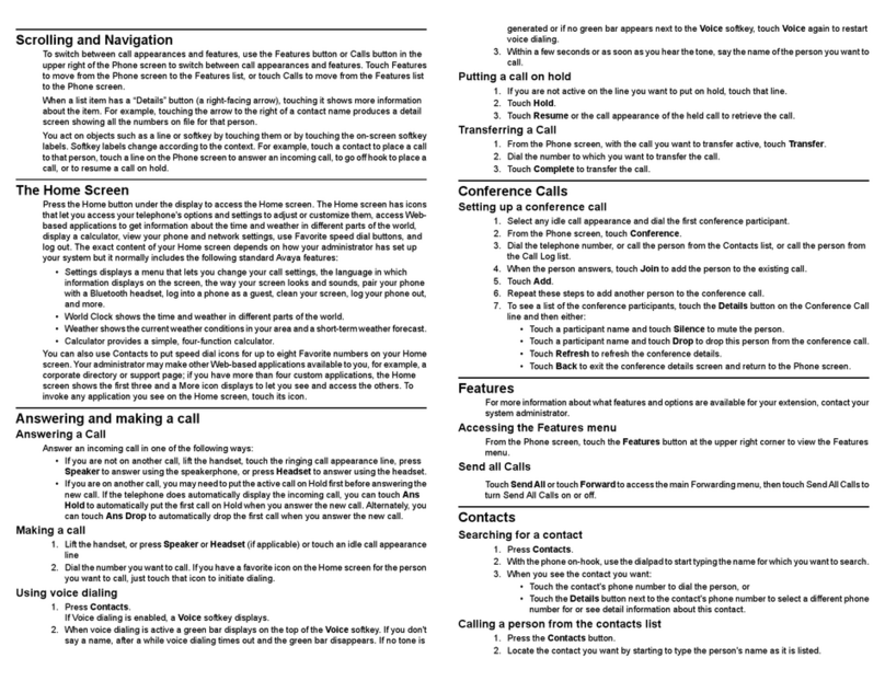 Avaya one-X 9670G Quick reference guide