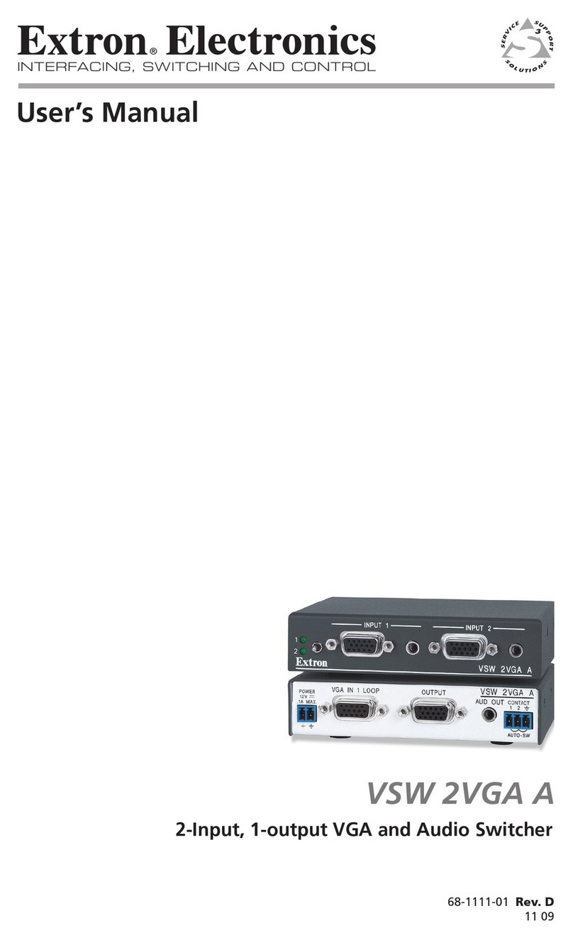 Extron electronics VSW 2VGA A user manual