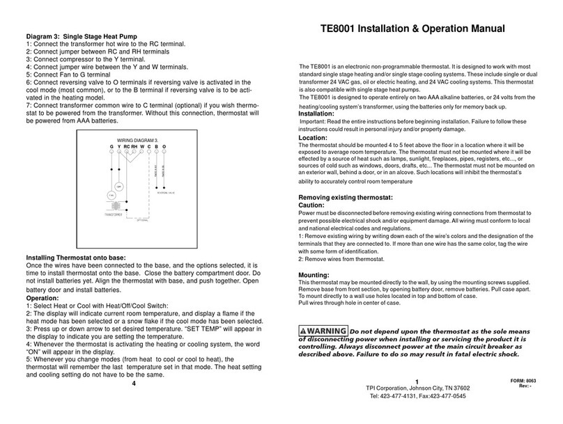 MrHeater TE8001 Installation & operation manual