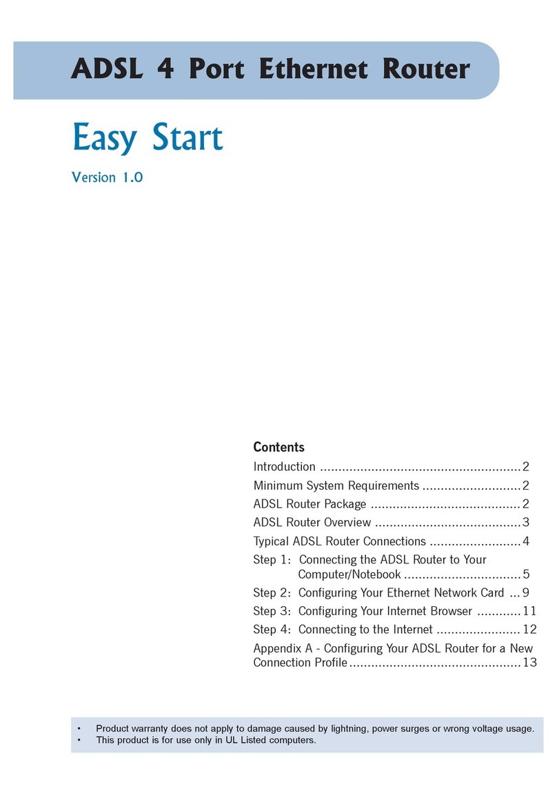 Aztech ADSL 4 Port Ethernet Router Product information sheet Aztech ADSL 4 Port Ethernet Router Product information sheet