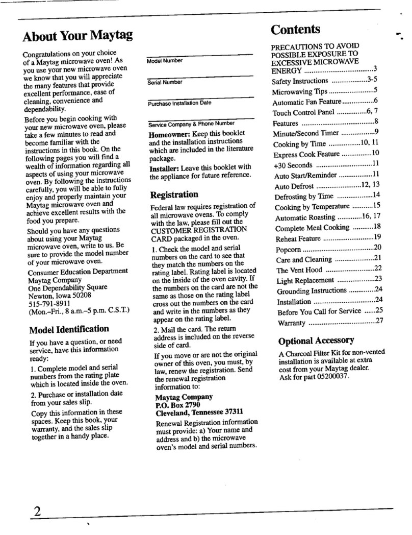 Maytag Microwave oven user manual