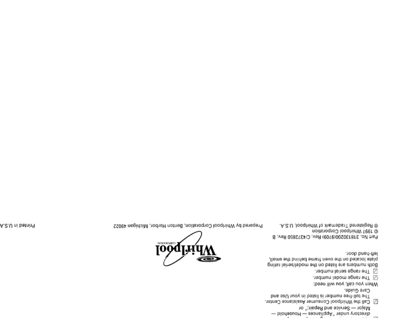 Whirlpool 40' Electric Freestanding Range installation instructions Whirlpool 40' Electric Freestanding Range installation instructions