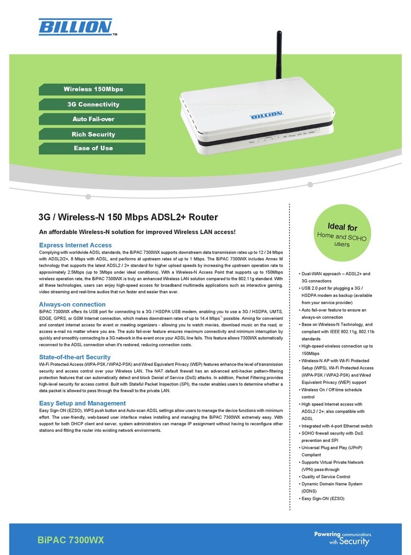 Billion BiPAC 7300WX Installation and operation manual