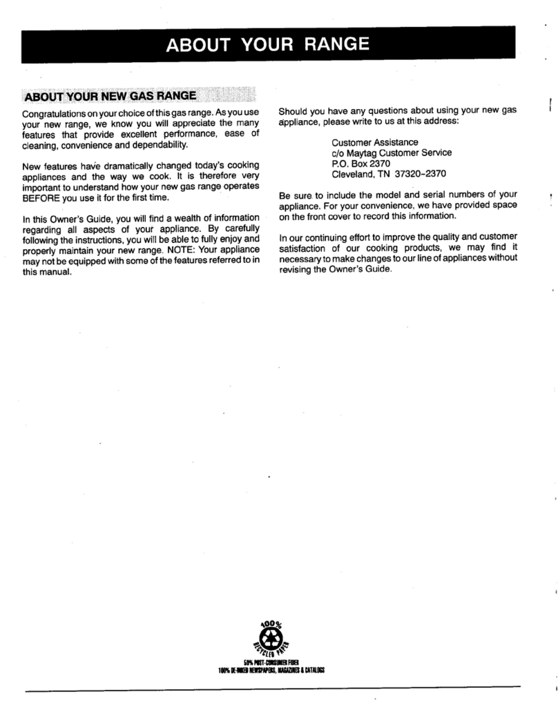Maytag GAS RANGE User manual