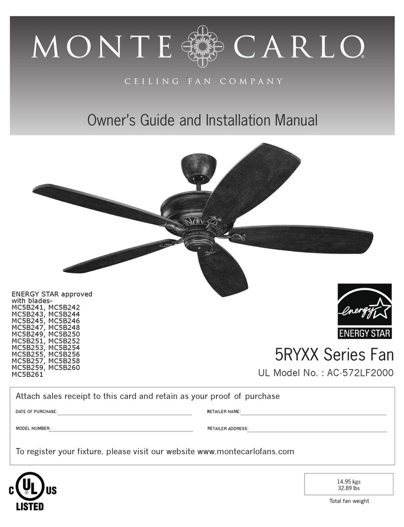 Monte Carlo Fan Company AC-572LF2000 Owner's guide and installation manual Monte Carlo Fan Company AC-572LF2000 Owner's guide and installation manual