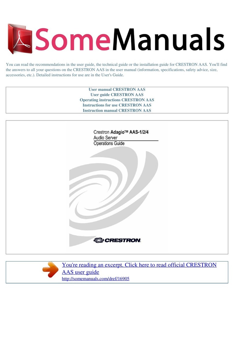 Crestron Adagio AAS-1 User manual