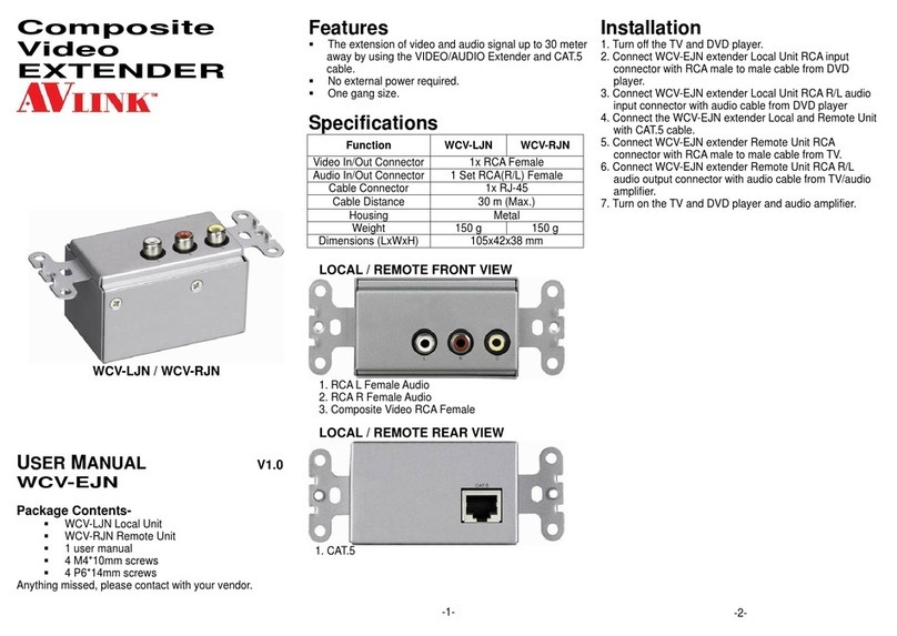 AVLink WCV-LJN Installation and operation manual