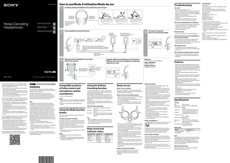 Sony MDR-10RNC operating instructions
