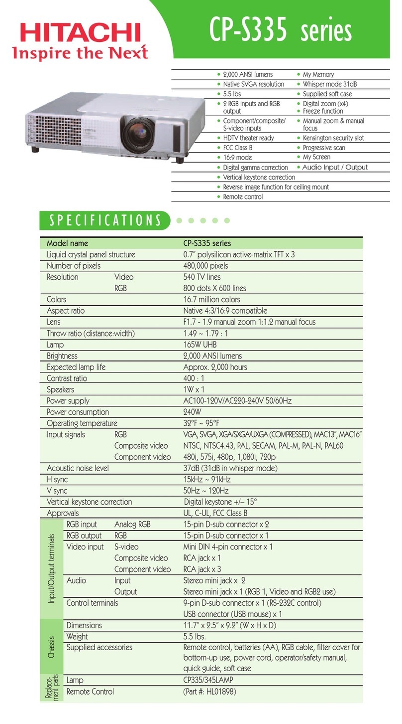 Hitachi CP-S335 series Specifications