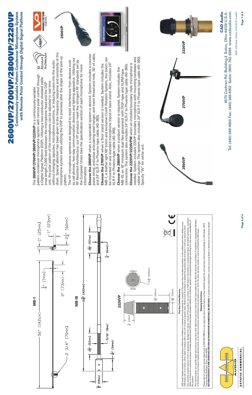CAD Audio 2600VP User manual CAD Audio 2600VP User manual