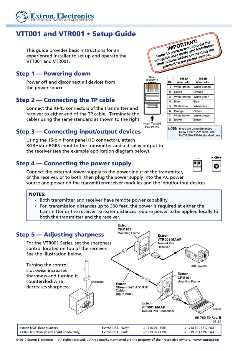 Extron electronics Twisted Pair Transmitter VTT001 User manual Extron electronics Twisted Pair Transmitter VTT001 User manual