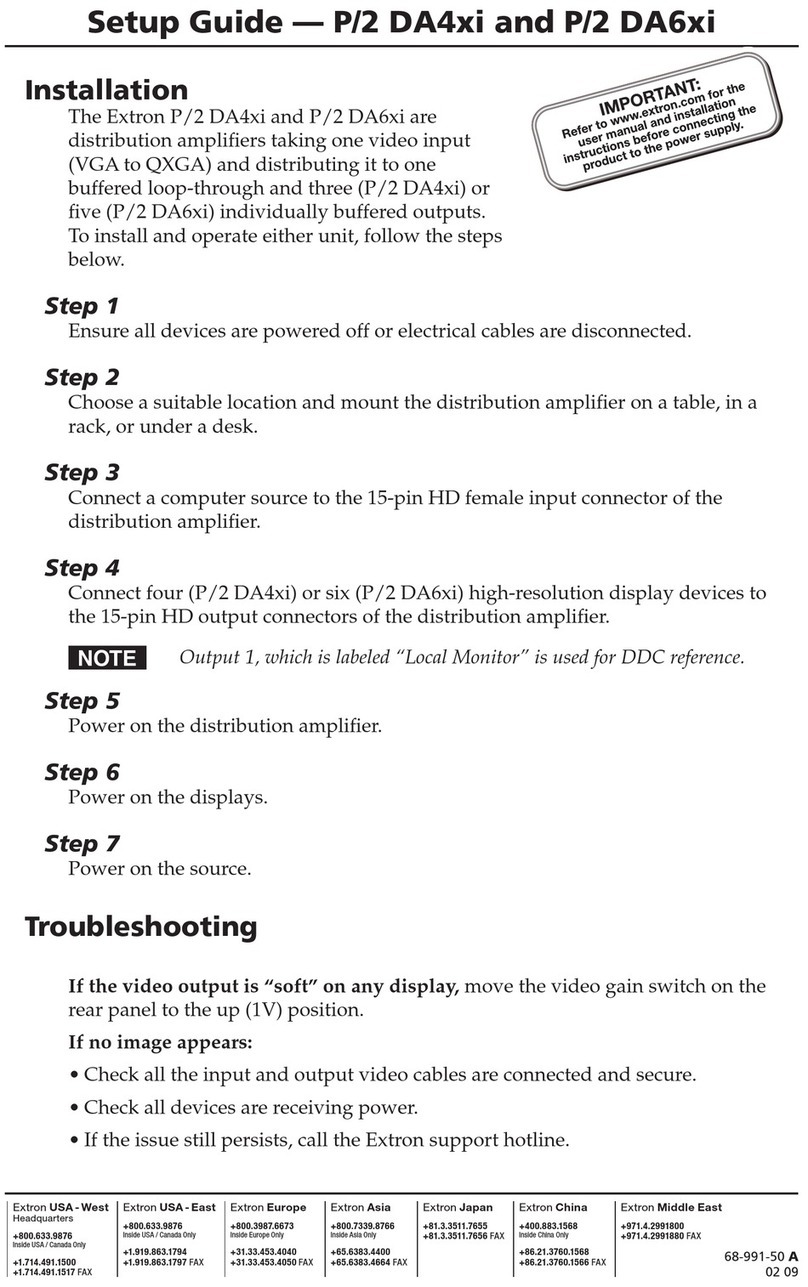 Extron electronics VGA Distribution Amplifiers P/2 DA4xi s User manual Extron electronics VGA Distribution Amplifiers P/2 DA4xi s User manual