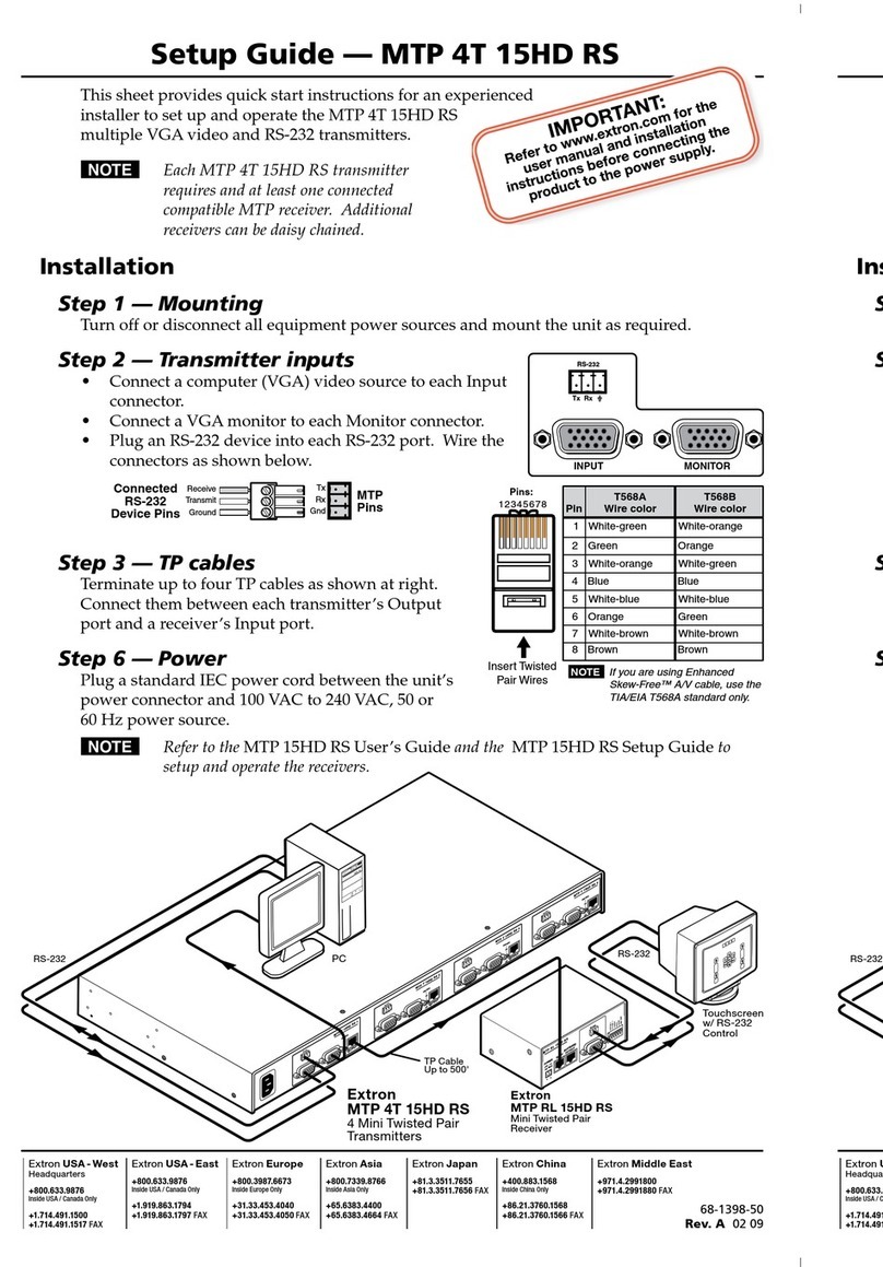 Extron electronics A/V Receiver MTP 4T 15HD RS User manual