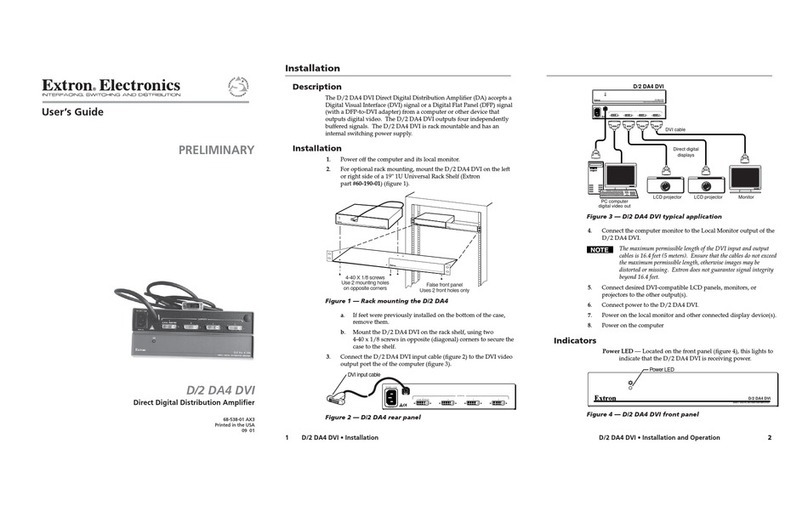 Extron electronics D/2 DA4 DVI User manual