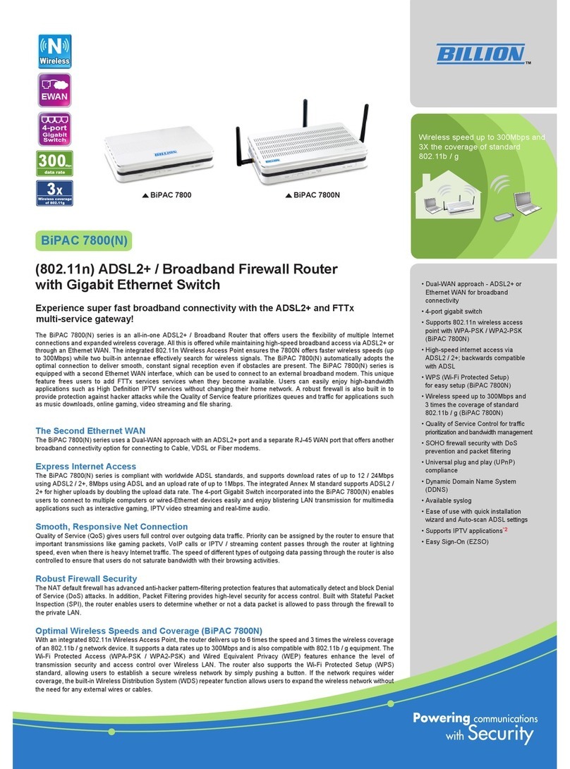Billion BiPAC 7800(N) Specifications