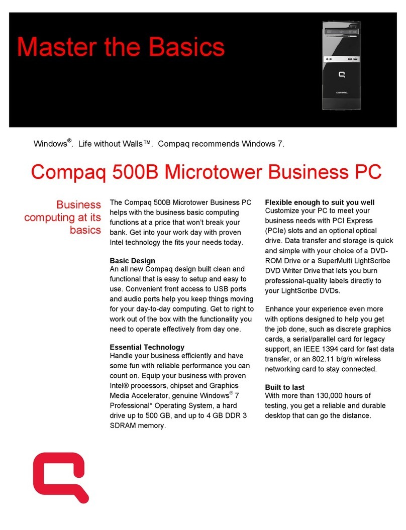 Compaq 500B - Microtower PC User manual Compaq 500B - Microtower PC User manual