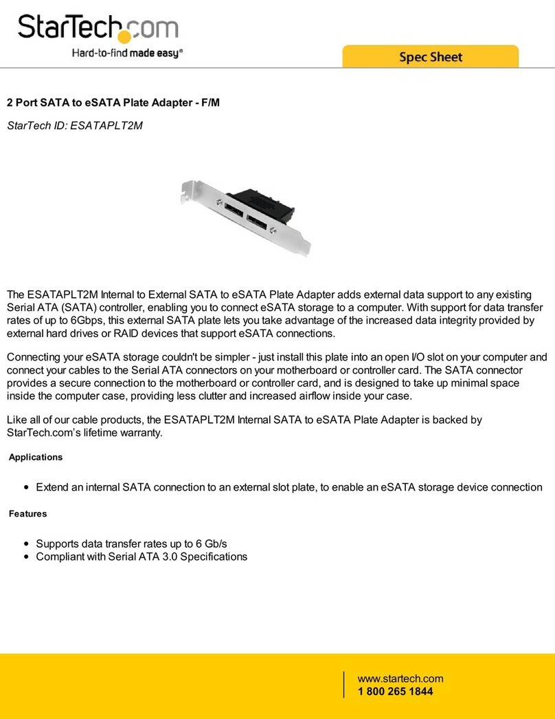 StarTech.com ESATAPLT2M Spec sheet