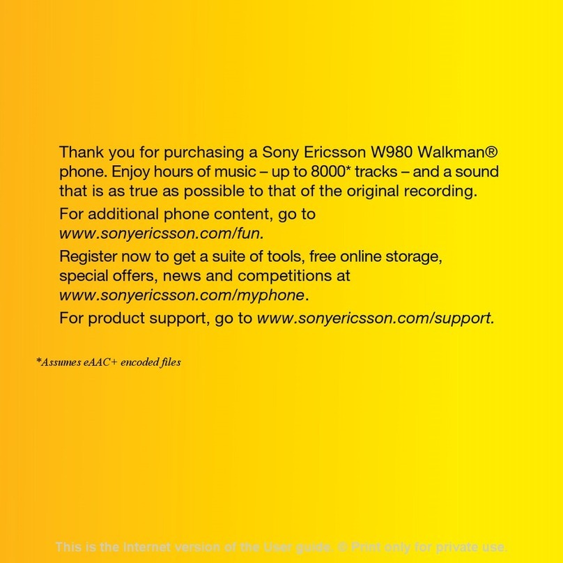Sony Ericsson Walkman W980 User manual