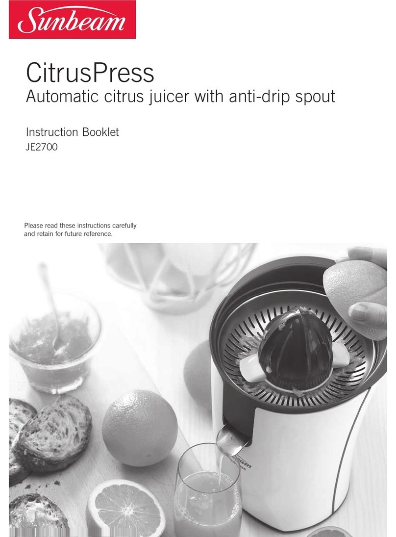 Sunbeam CitrusPress JE2700 Instruction booklet