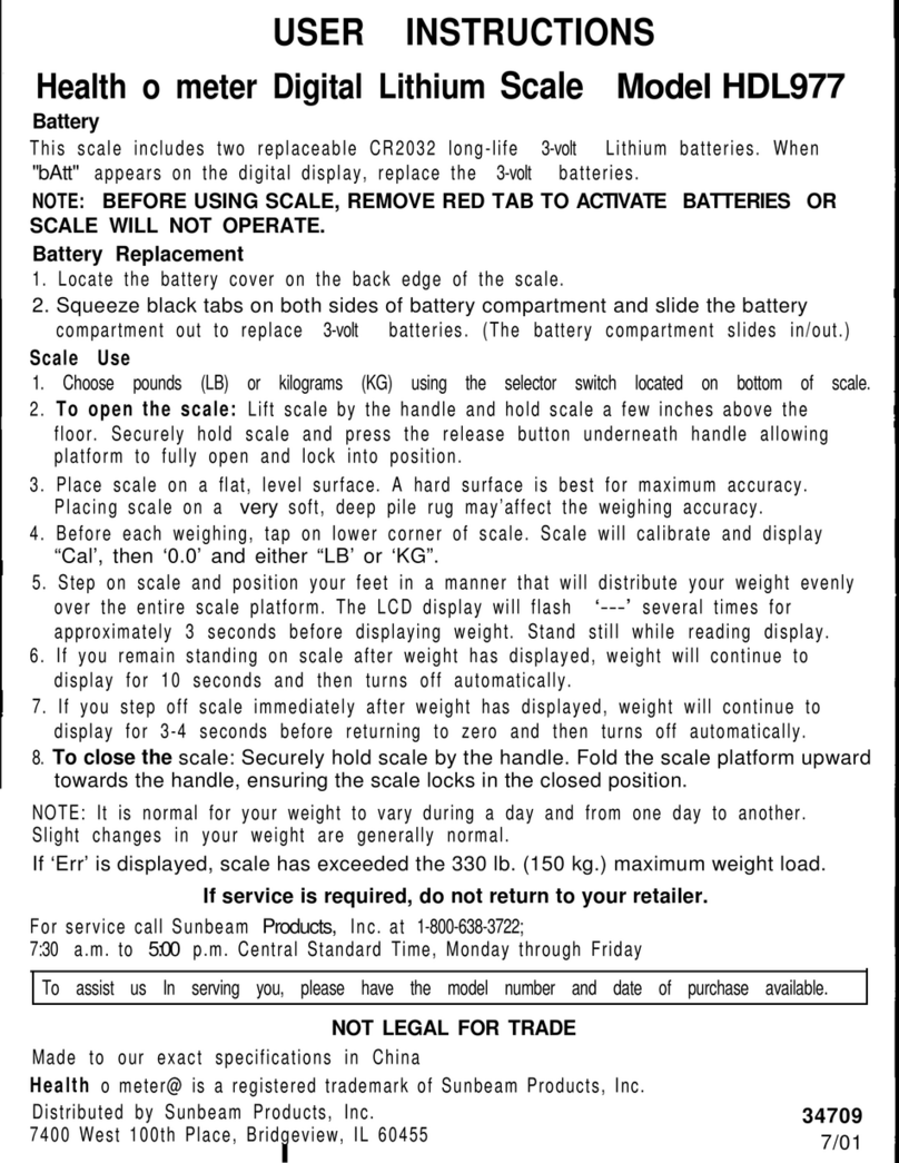 Health O Meter HDL977 User manual