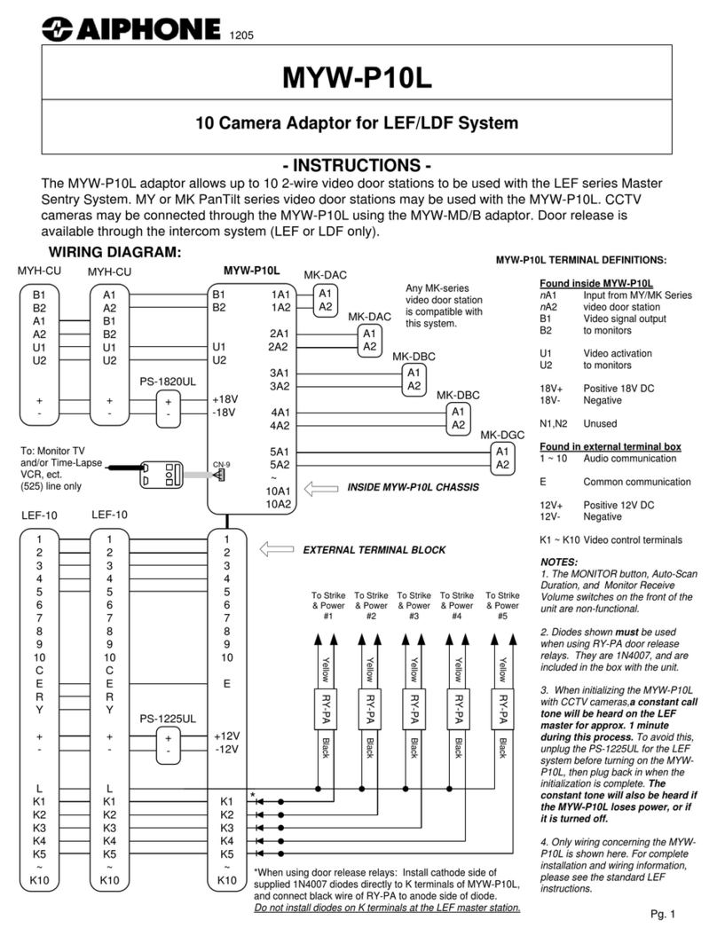 Aiphone MYW-P10L instructions