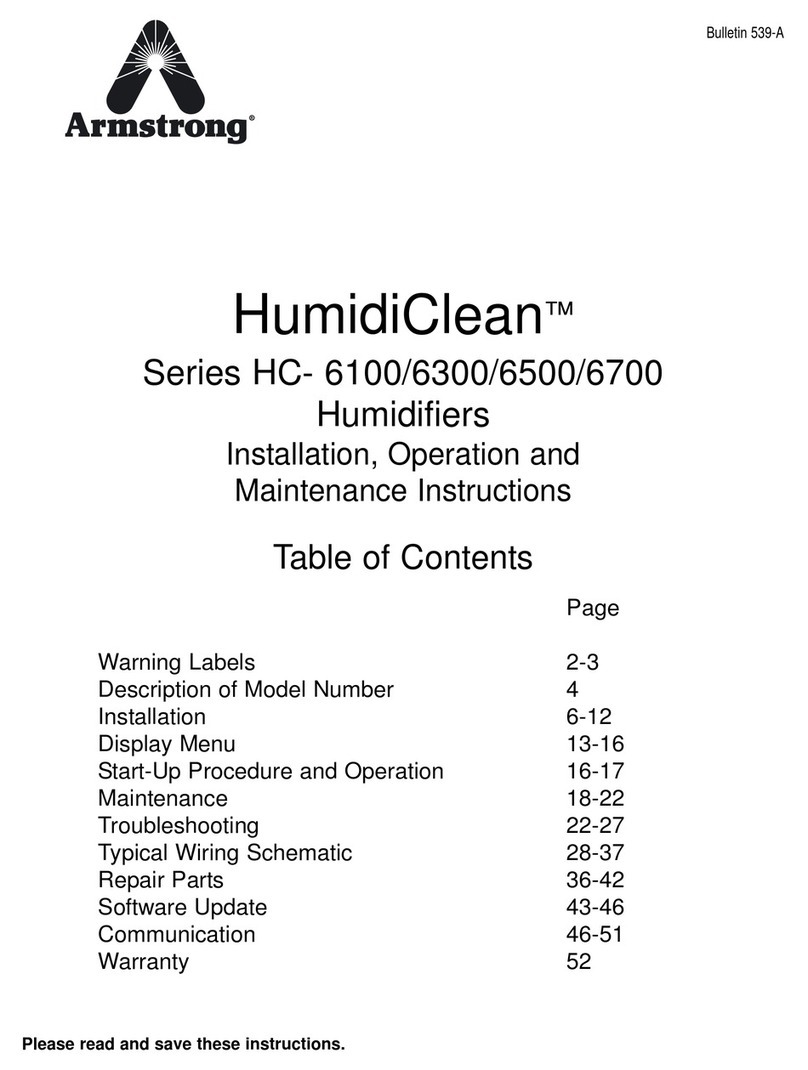 Armstrong HumidiClean HC-6700 Series Installation & operating instructions Armstrong HumidiClean HC-6700 Series Installation & operating instructions