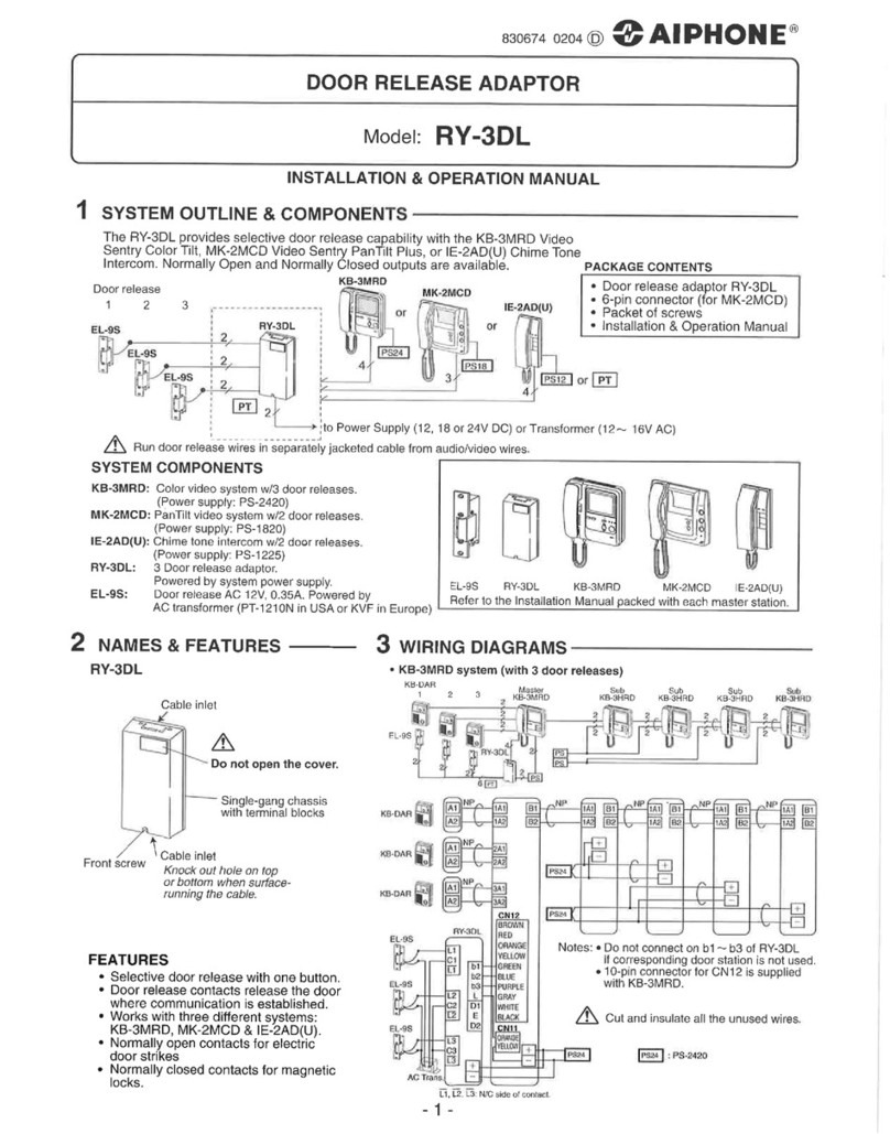 Aiphone RY-3DL User manual Aiphone RY-3DL User manual