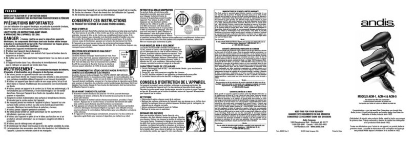 Andis ACM-1 Installation instructions