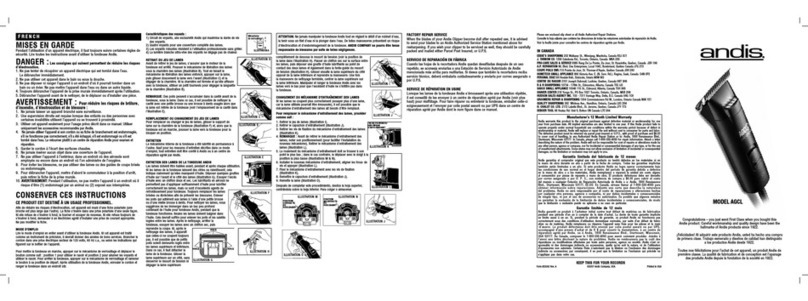 Andis AGCL Installation instructions