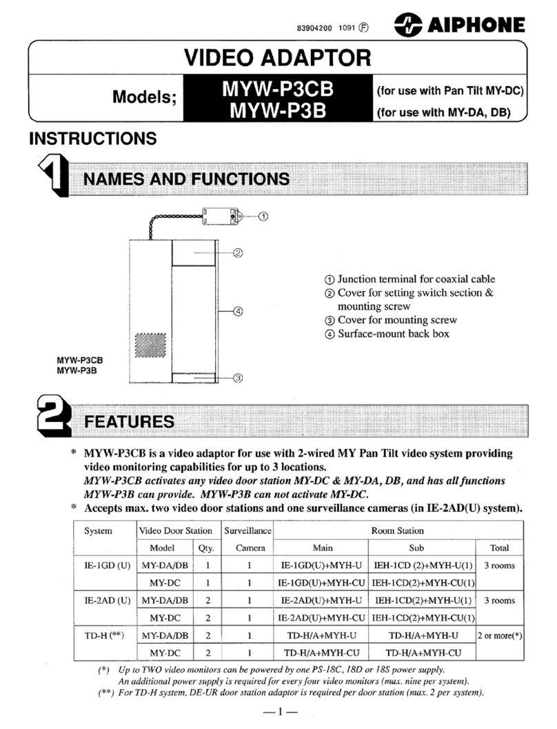Aiphone MYW-P3CB User manual Aiphone MYW-P3CB User manual