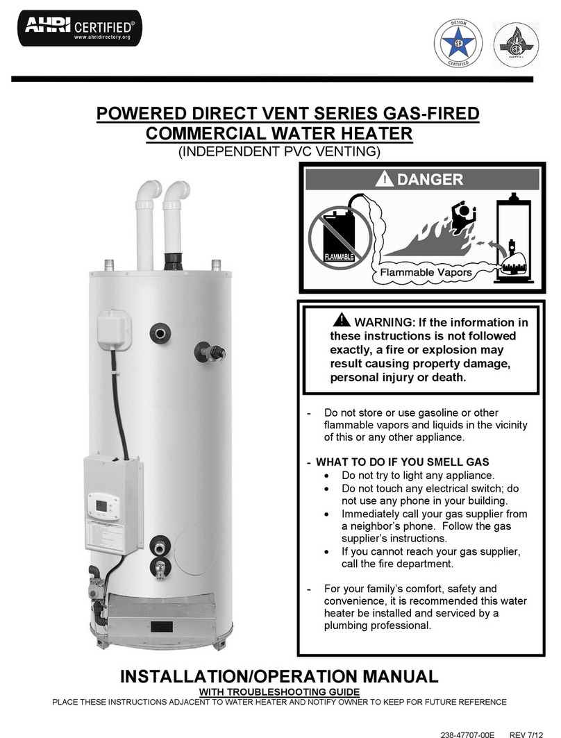 Bradford White POWERED DIRECT VENT SERIES GAS-FIRED COMMERCIAL WATER... User manual