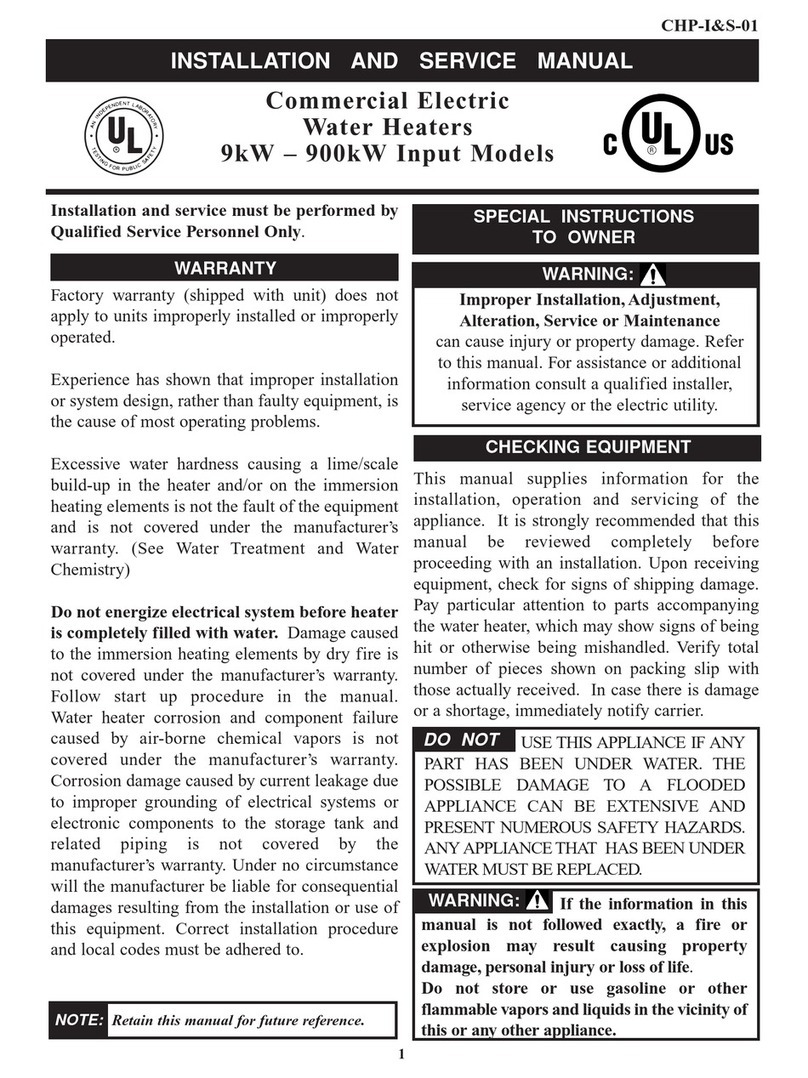 Bradford White CHP-I&S-01 Installation and service manual Bradford White CHP-I&S-01 Installation and service manual