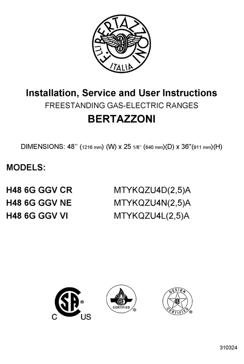 Bertazzoni H48 6G GGV VI Installation, service and user instructions