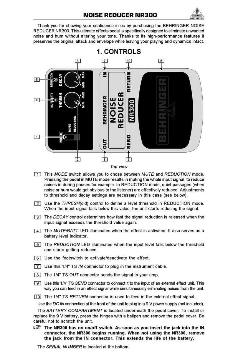 Behringer Noise Reducer NR300 User manual