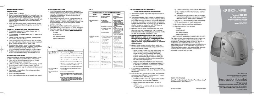 Bionaire COOL MIST BCM5521 Instruction leaflet