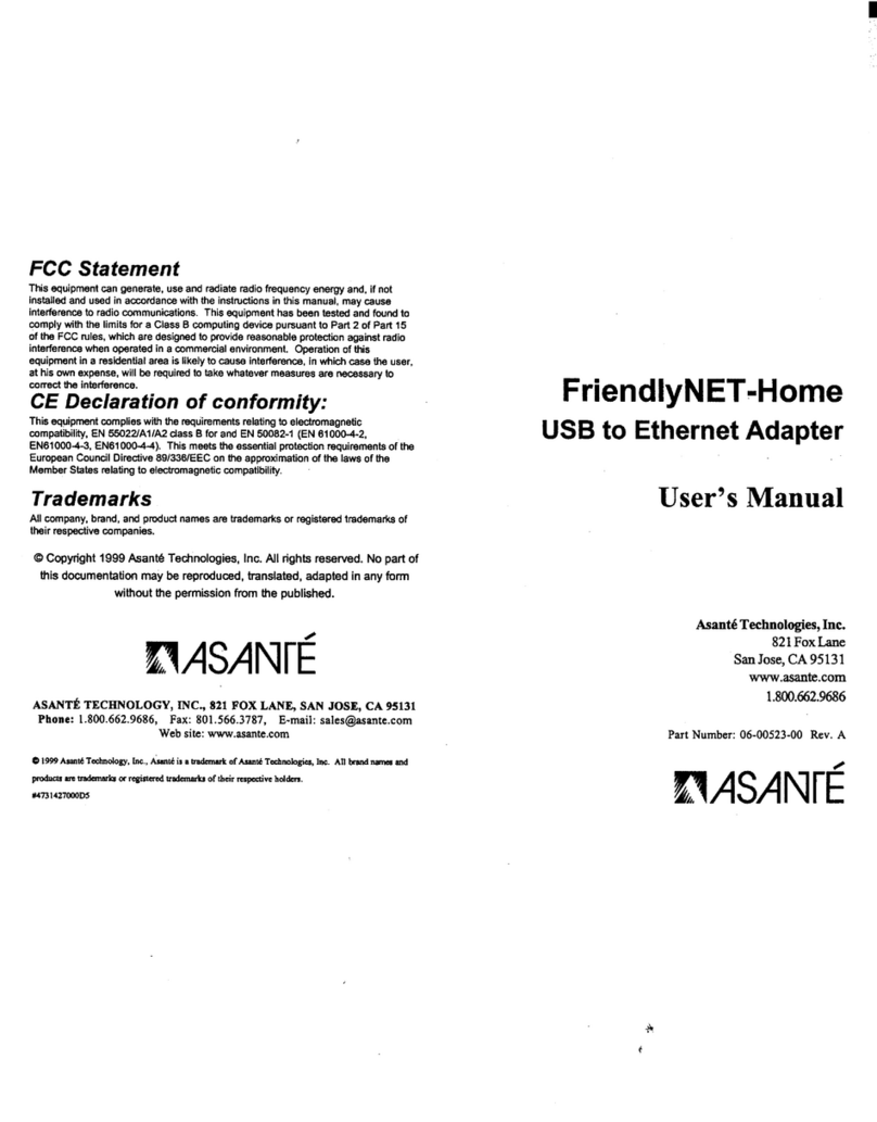 Asante FriendlyNET Home User manual