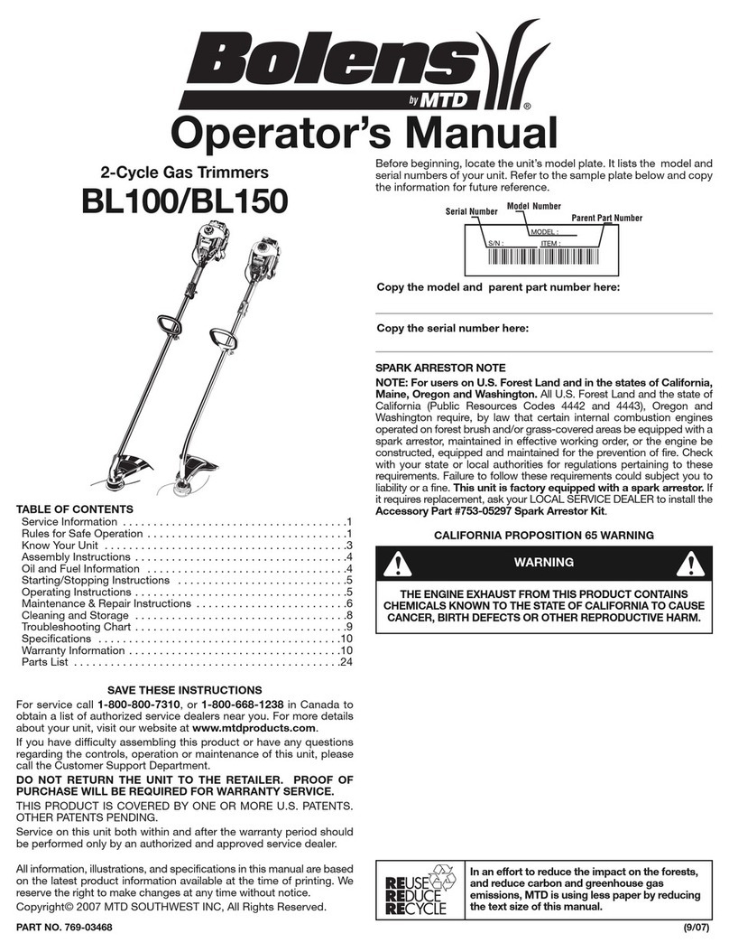 Bolens BL100 Operator's manual